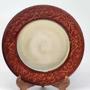 Pier 1 Red Scroll 10 3/4" Dinner Plate       2012-2016